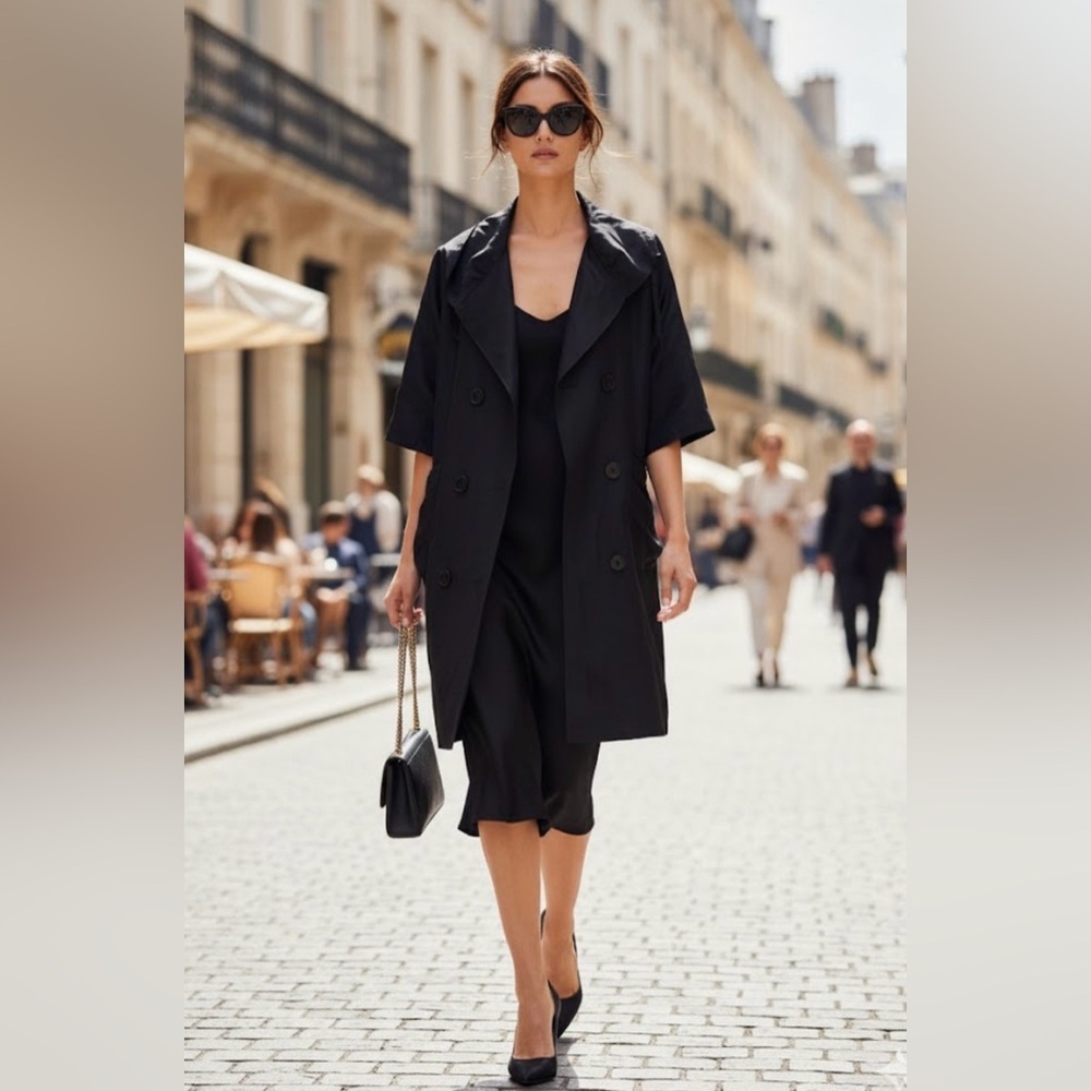 Diane Von Furstenberg Silk Overcoat Lightweight Size L